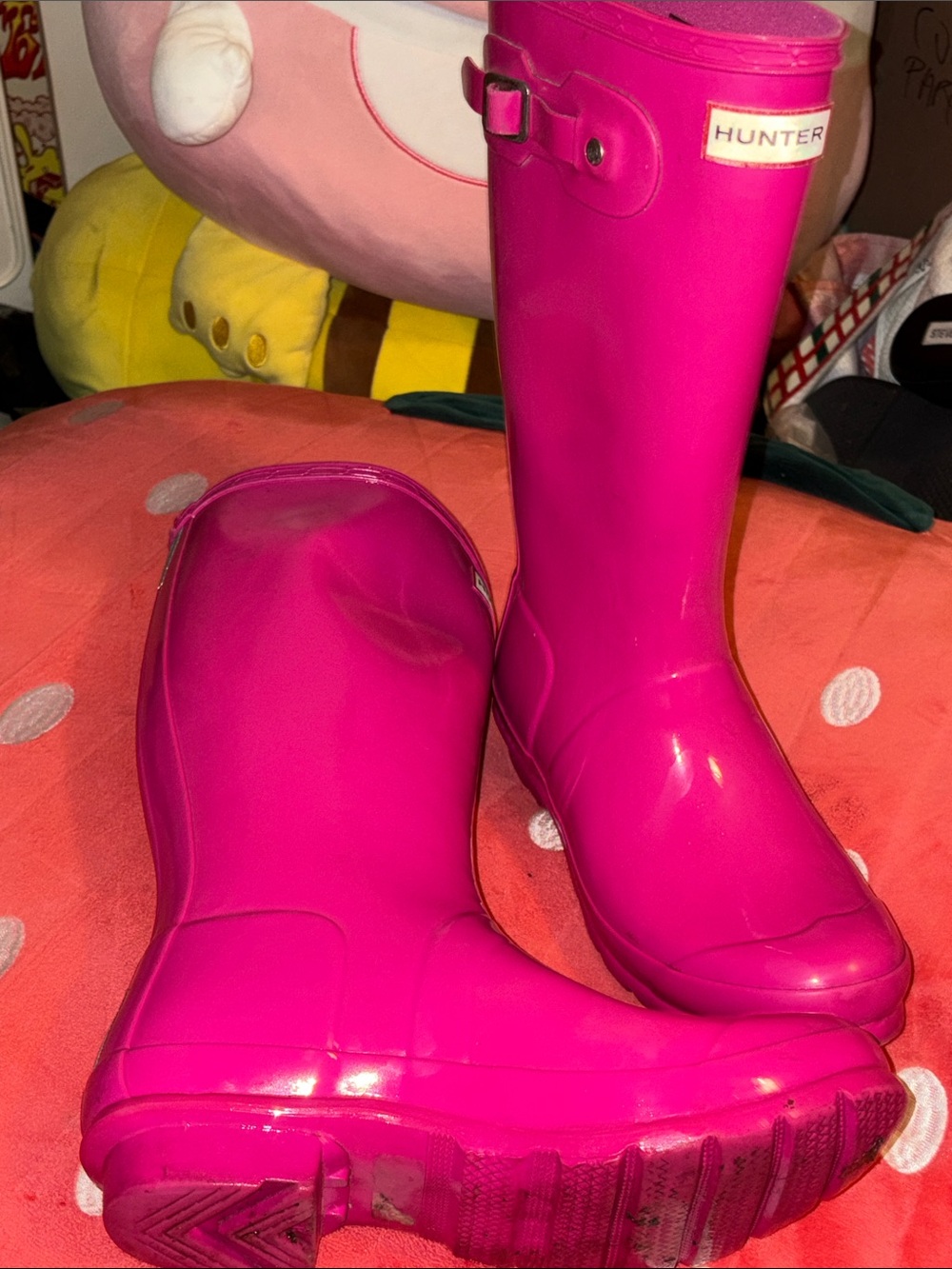 Hunter Hot Pink Glossy Tall Rain Boots - Picture 6 of 6